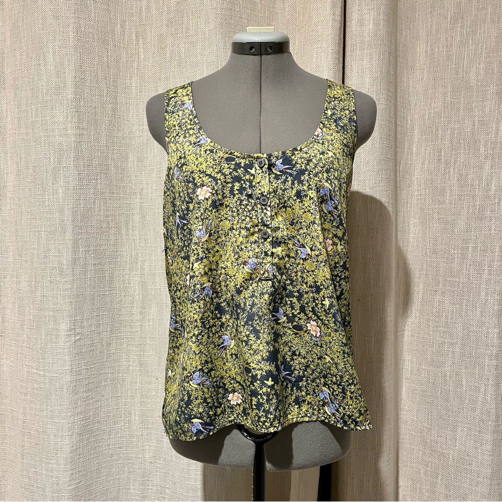 Collective Concepts Blue & Yellow Patterned Tank Top